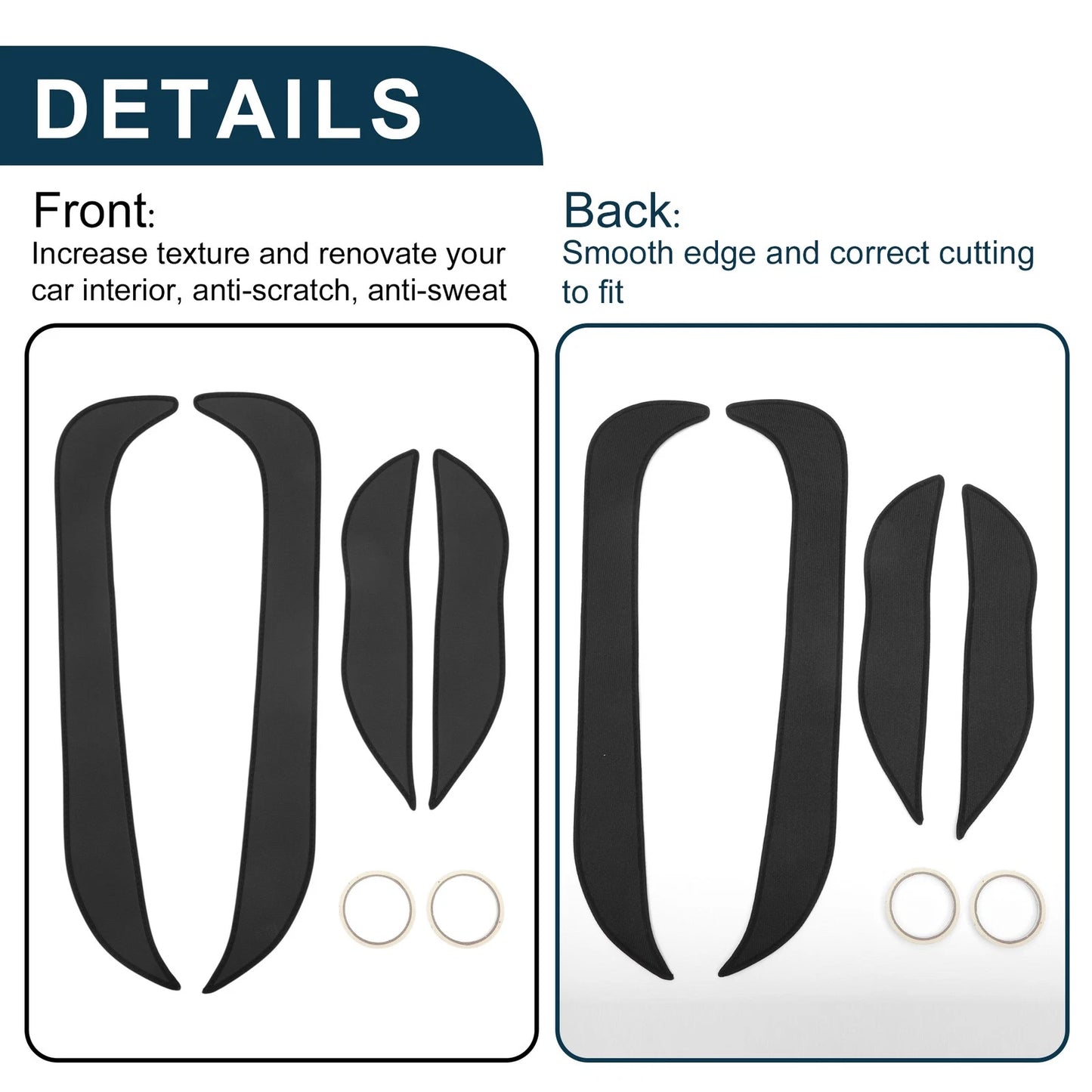 Car Door Anti Kick Pad Sticker Protector for Honda XR-V (2015-2019) Black 1 Set