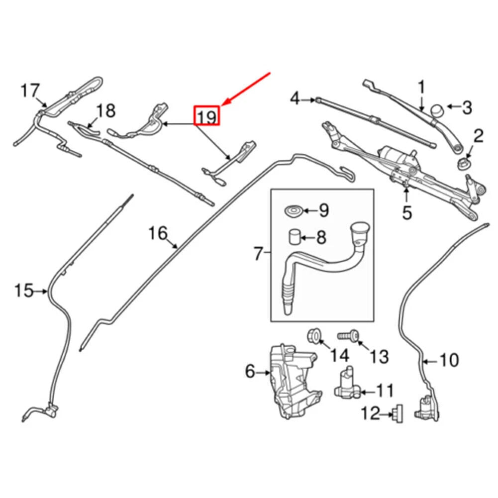 Front Windshield Washer Jet Nozzle for Land Rover Range Rover Evoque (2012-2019)