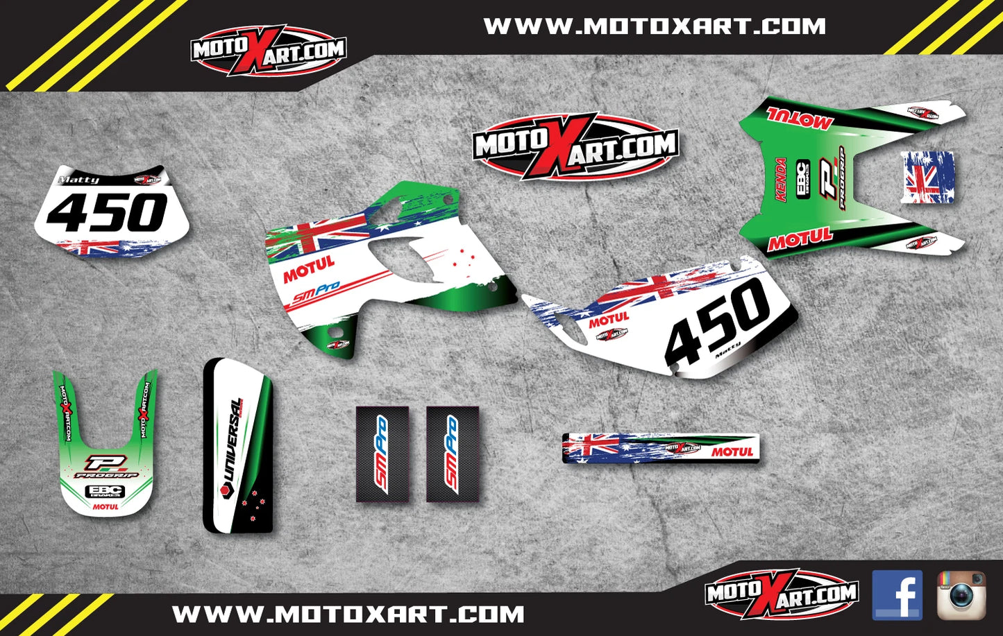 Aussie Pride Stickers Decals Graphics for Kawasaki KLX 300 (1993-1996)