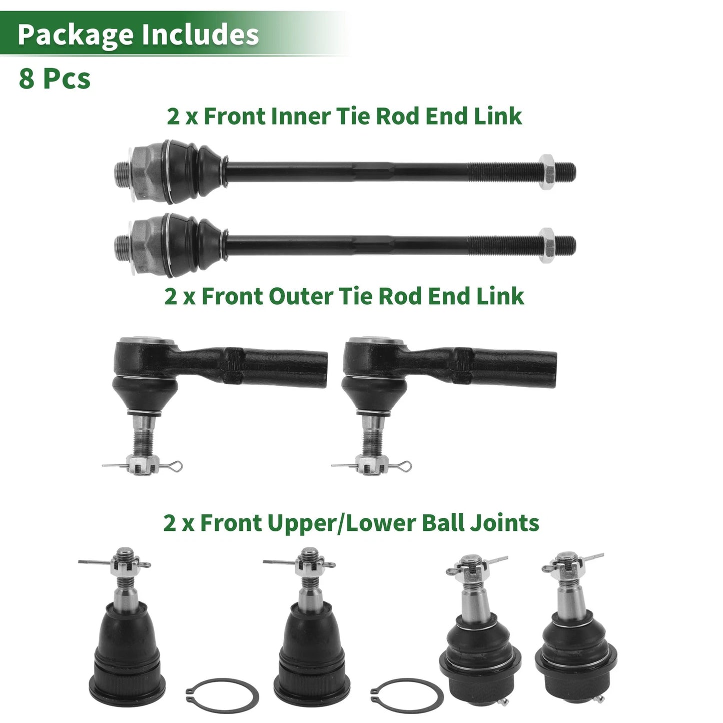 8pcs Suspension Kit Inner/Outer Tie Rod End Ball Joint for GMC Sierra 3500