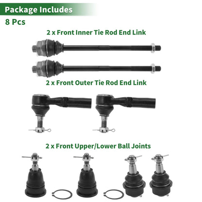 8pcs Suspension Kit Inner/Outer Tie Rod End Ball Joint for GMC Sierra 3500