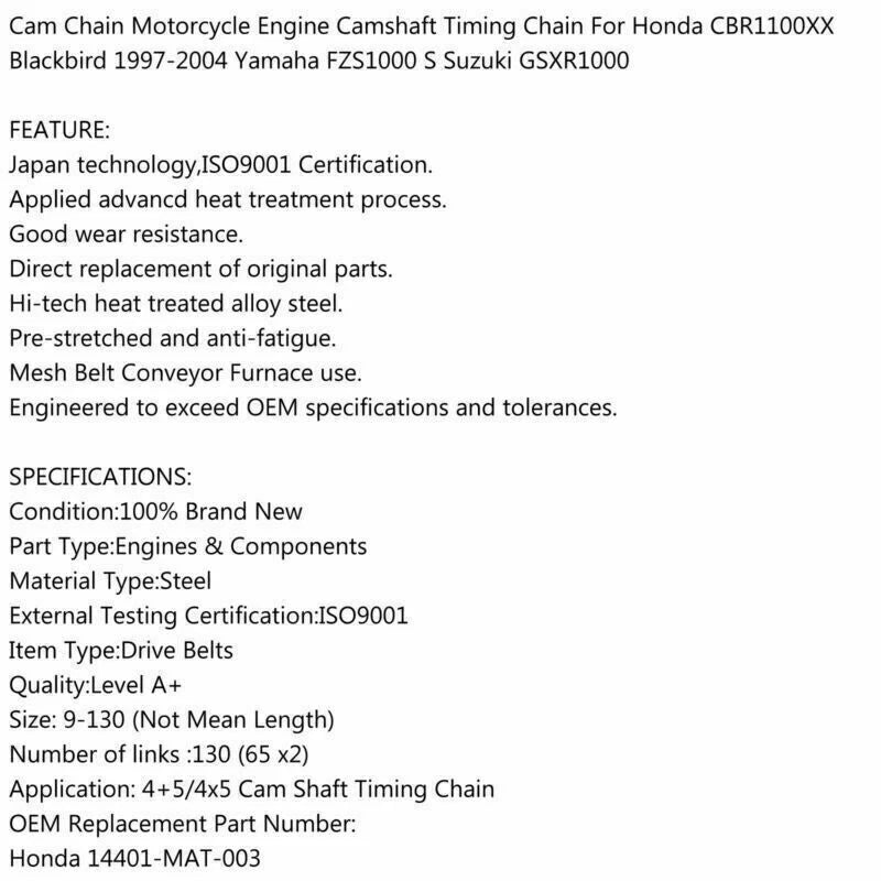 Timing Chain for KTM 390 Adventure, 250, 390 RC, 390 RC390 (2019-2023)