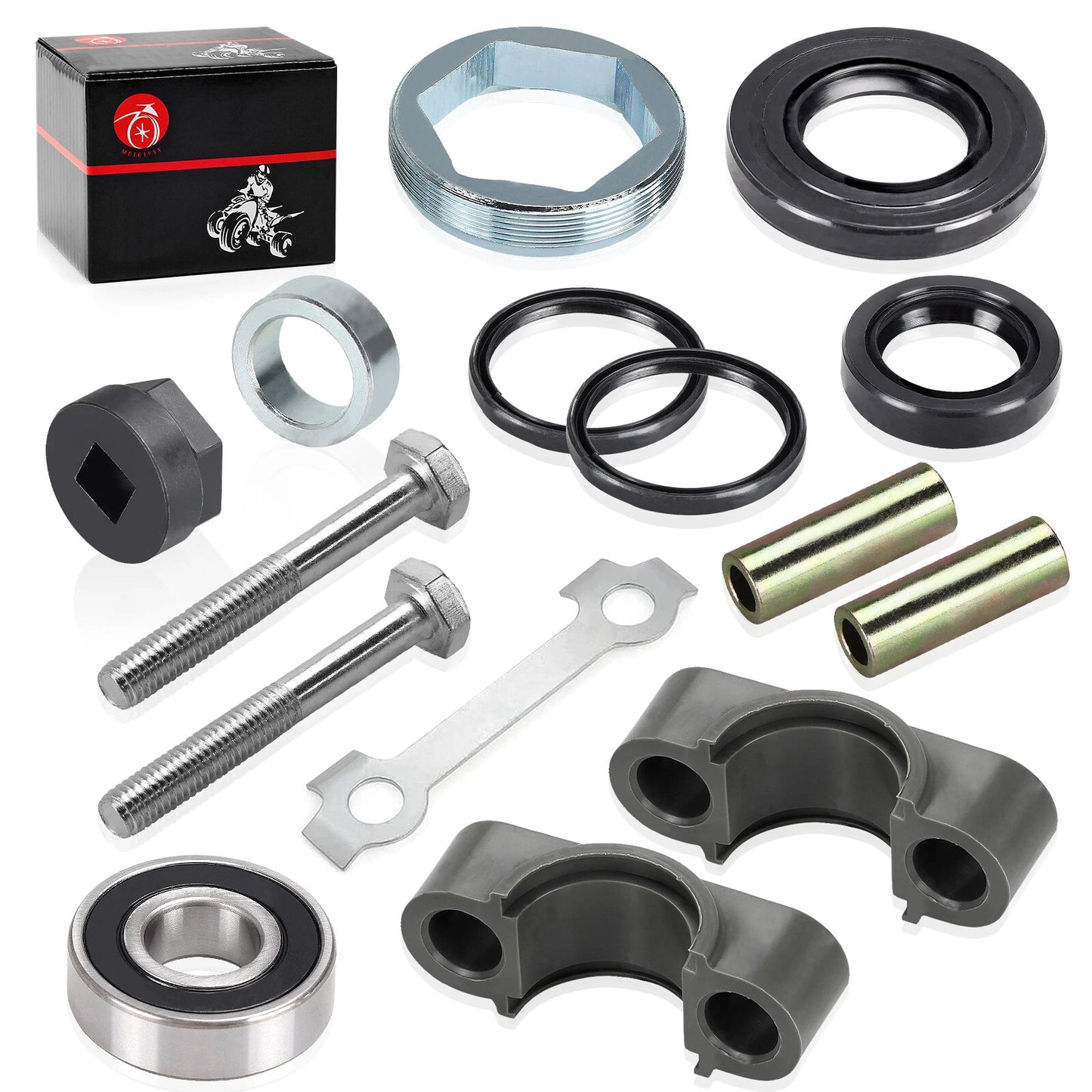 Steering Stem Bushing Bolt Bearing Seal & Holder Nut for Yamaha Kodiak 400 450 (1993–2013)