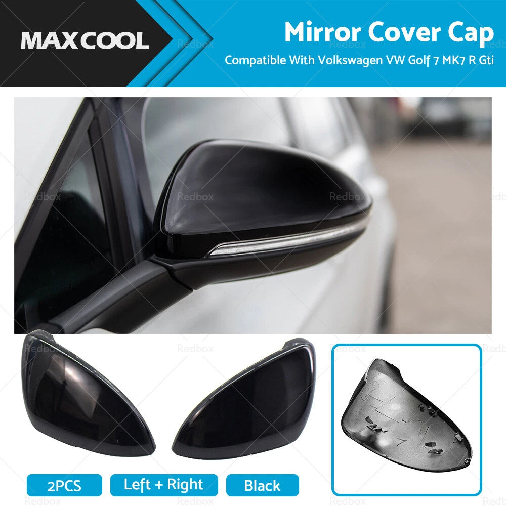 Black Mirror Housing Cover Cap for Volkswagen VW Golf 7 MK7 (2014-2019)