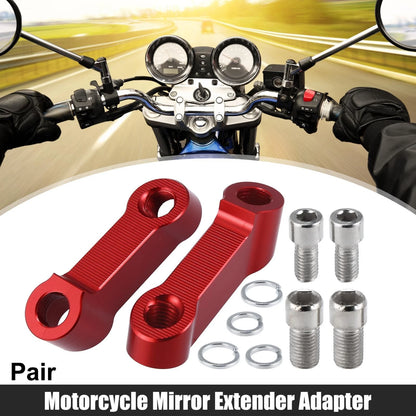 Pair 10mm 8mm Mirror Extender Adapter Red for Honda Yamaha
