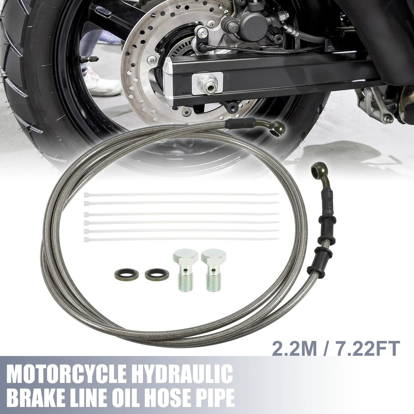 Set 2.2m Brake/Clutch Line Hose with Screws for Motorcycle