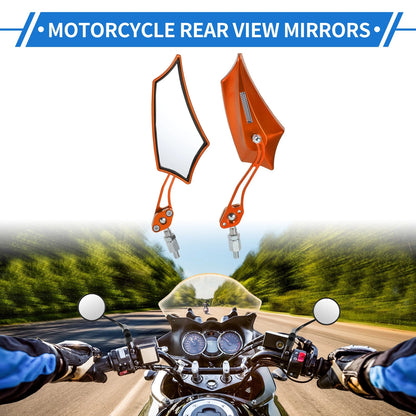 Motorcycle Rear View Mirrors Prismatic Shape Handlebar Orange for Make Model