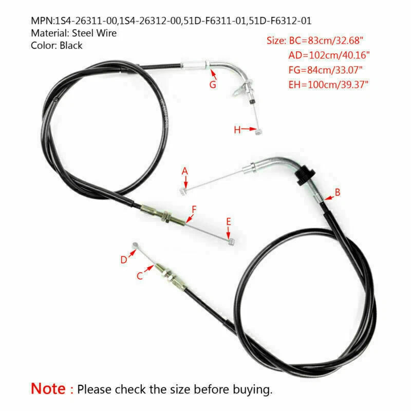 Throttle Cable Set for Yamaha YBR125 YBR125ED (2010-2014)
