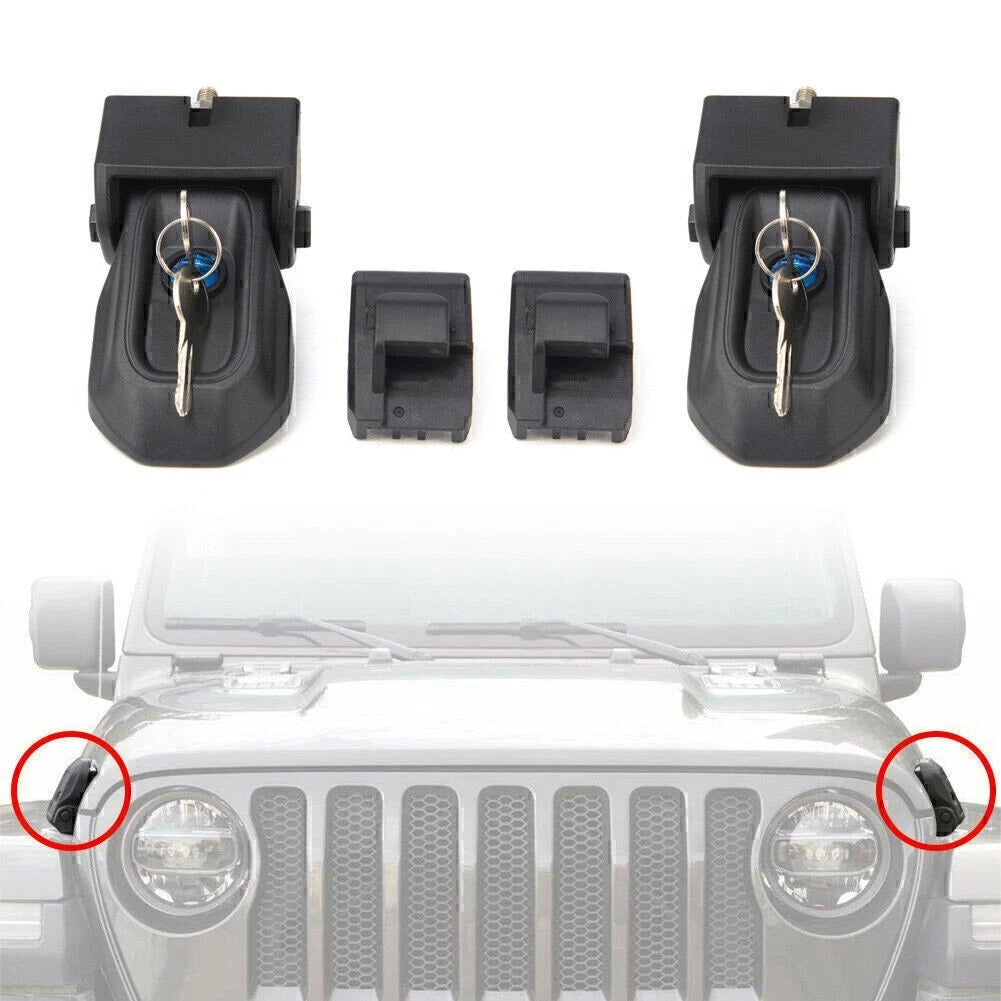 Anti-Theft Hood Latches Lock Set w/Key for Jeep Wrangler JL (2018-2020)