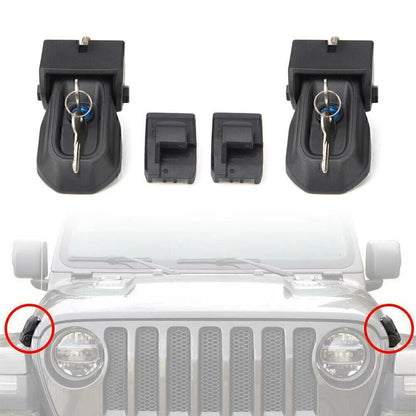 Anti-Theft Hood Latches Lock Set w/Key for Jeep Wrangler JL (2018-2020)