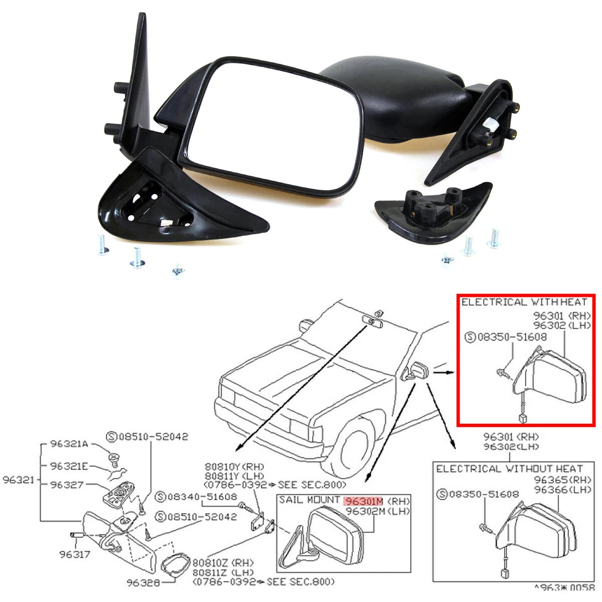 Door Mirrors for Toyota Hilux 5th Gen 1988-1998