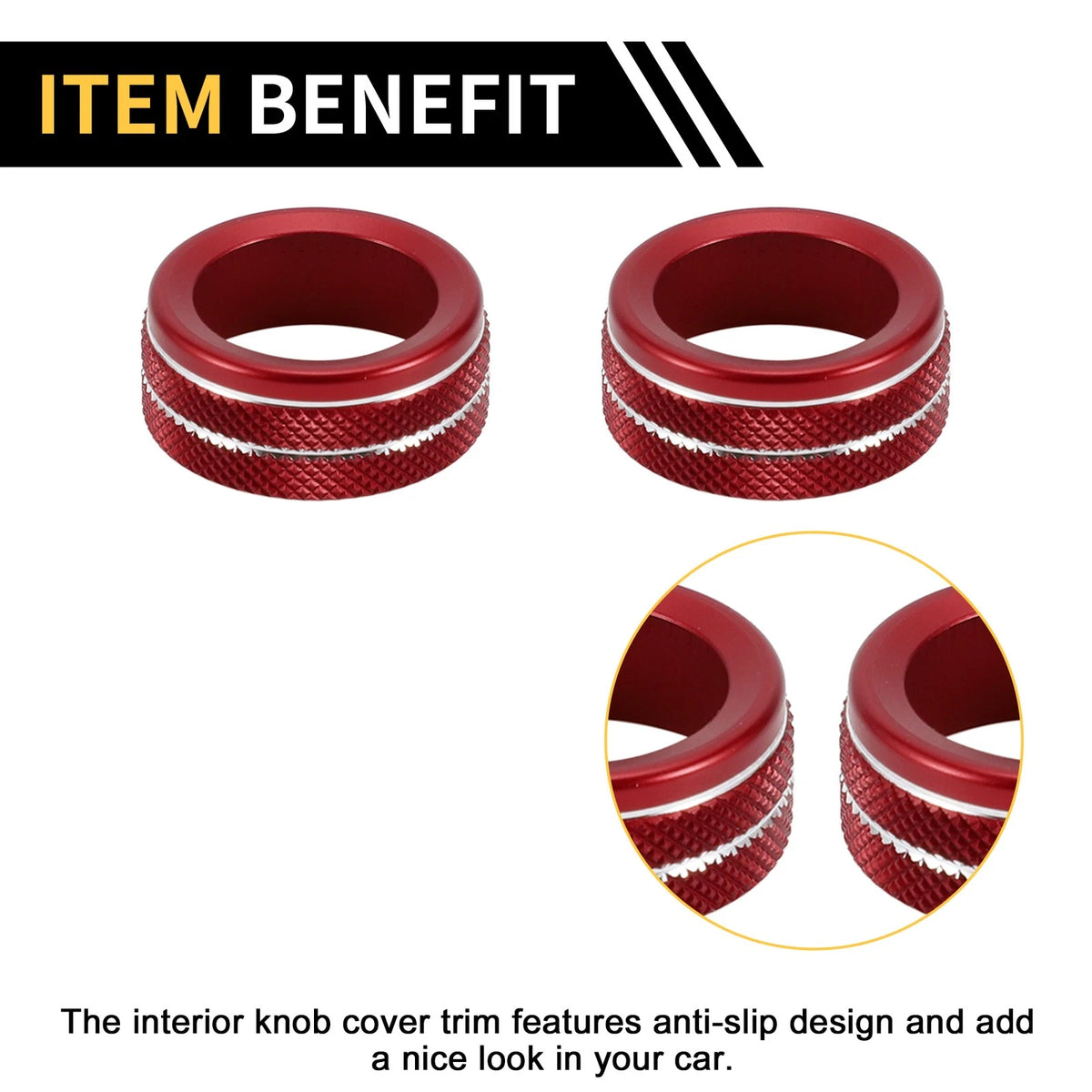 Red Audio Volume Tune Switch Knob Cover Ring for Toyota Tacoma (2020-2023)