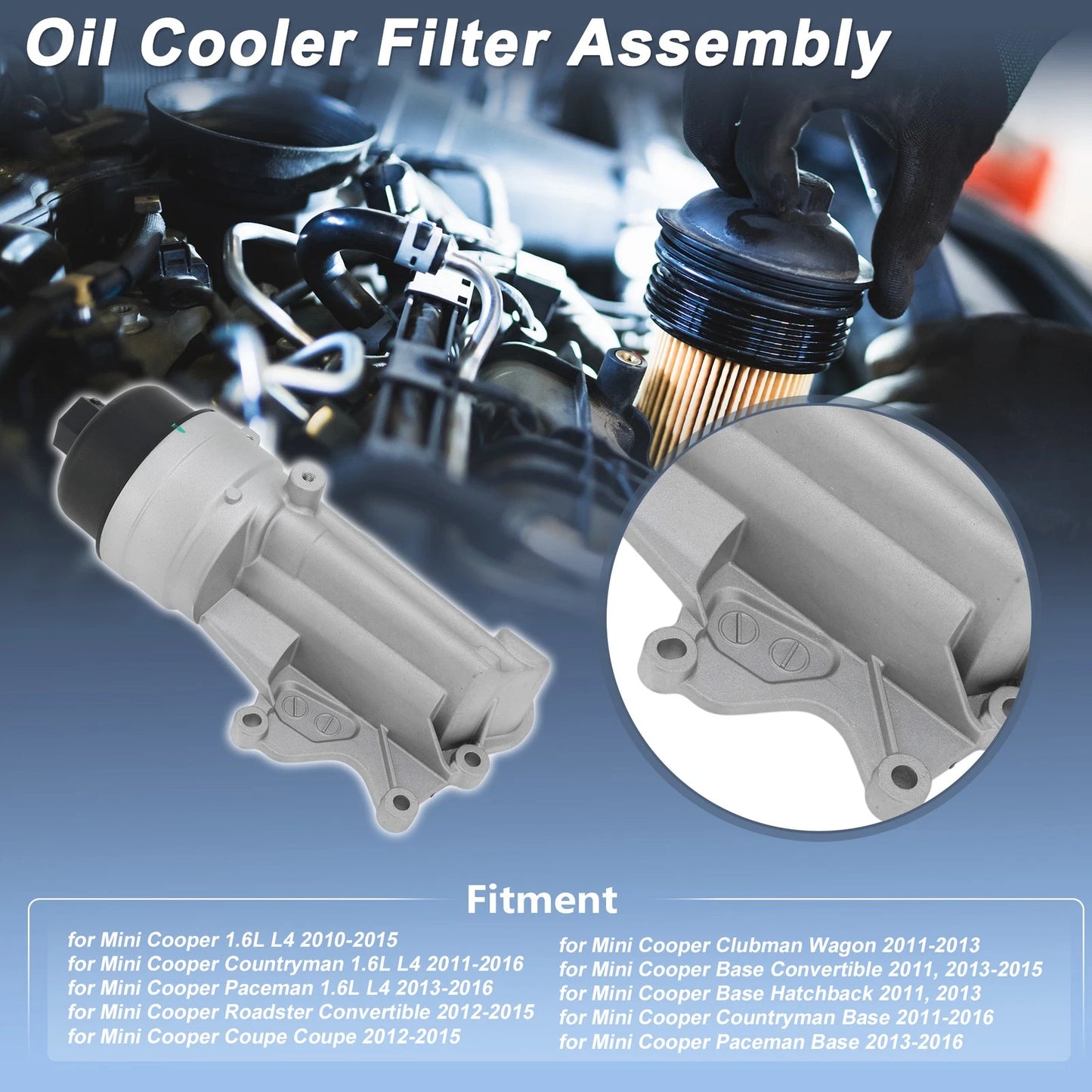 Engine Oil Filter Housing for Mini Cooper 1.6L L4 (2010-2015) 1 Pc