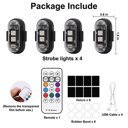 4 x Wireless LED Strobe Lights with Remote for Motorcycle Drone