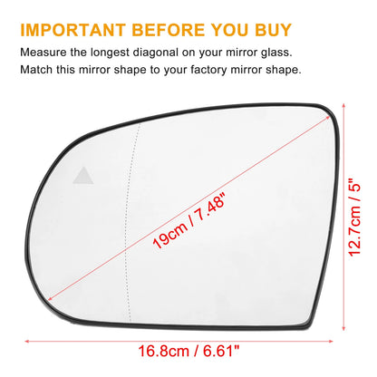 Heated Left Side Mirror Glass for Jeep Cherokee (2014-2019)