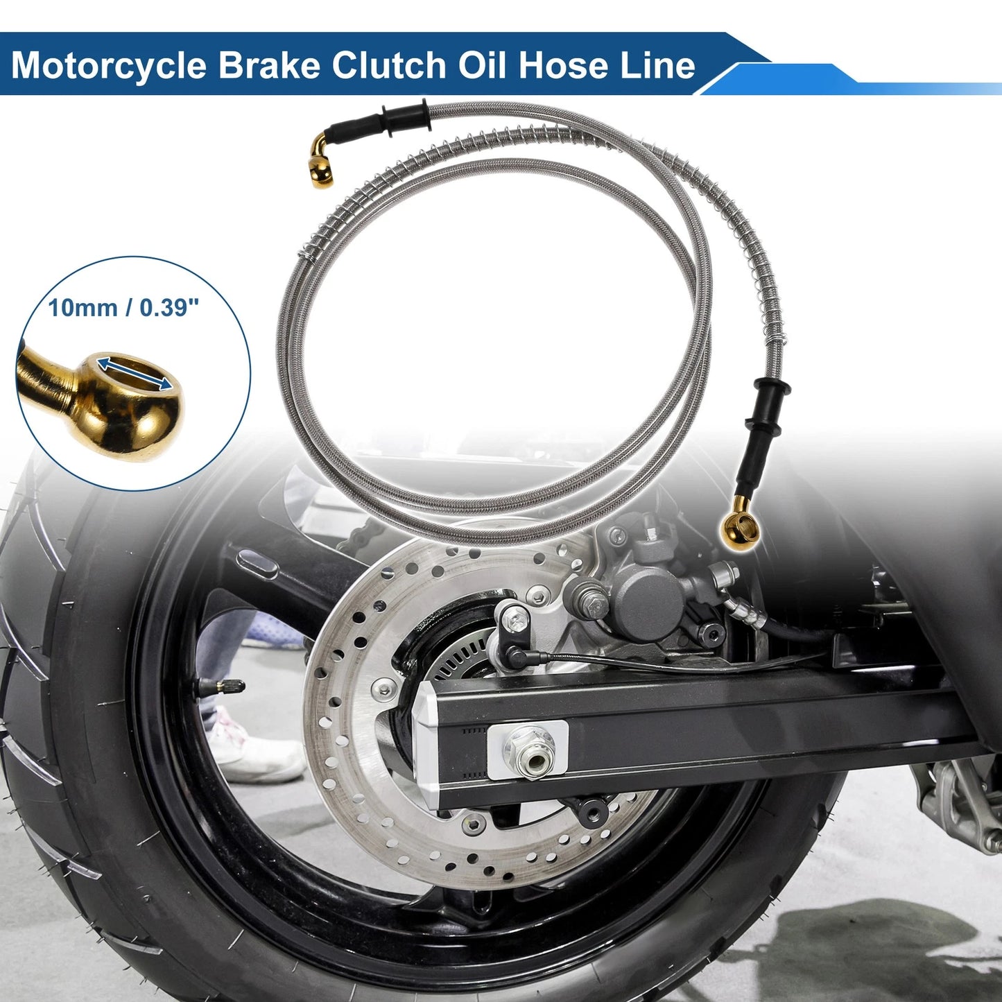 160cm Motorcycle Brake Clutch Oil Hose Line Silver Tone for Motorcycle