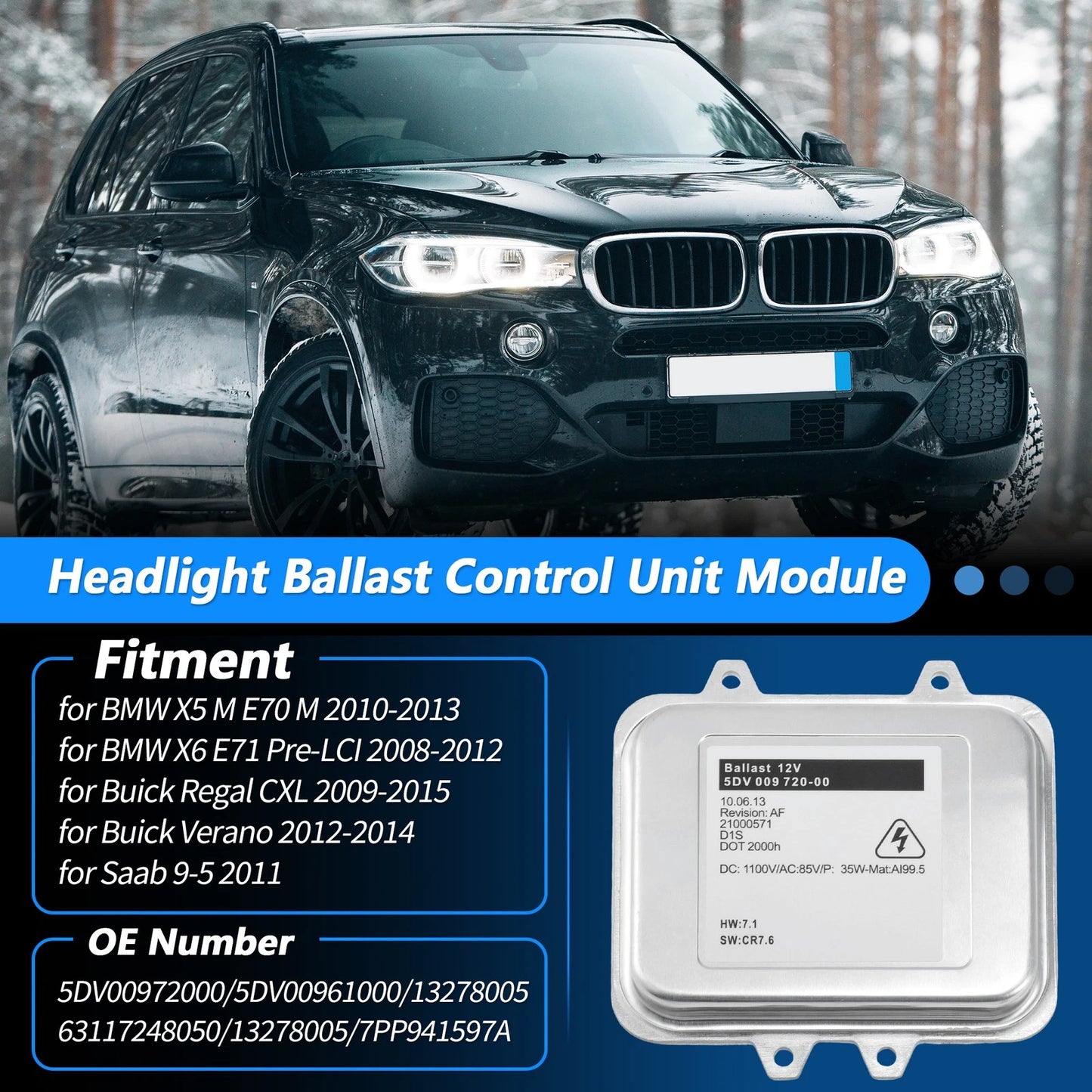 Xenon Headlight Ballast Control Unit Module for BMW X5 (2010–2013)