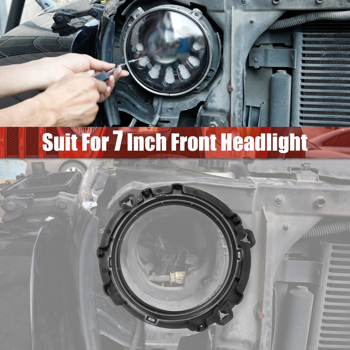 7 Inch Round Retaining Bracket Ring Set for Jeep TJ (1997-2006)