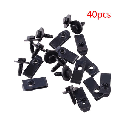 40Pcs M6 Hex 10mm Car Body Bolts U Nut Clips for Ford Truck