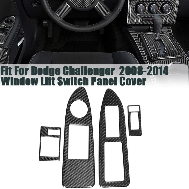 Real Carbon Fiber Window Lift Switch Panel Trim for Dodge Challenger (2009-2014)
