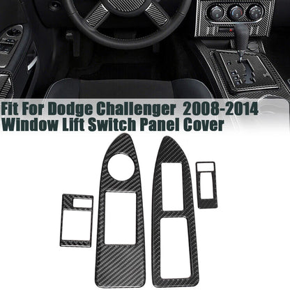 Real Carbon Fiber Window Lift Switch Panel Trim for Dodge Challenger (2009-2014)