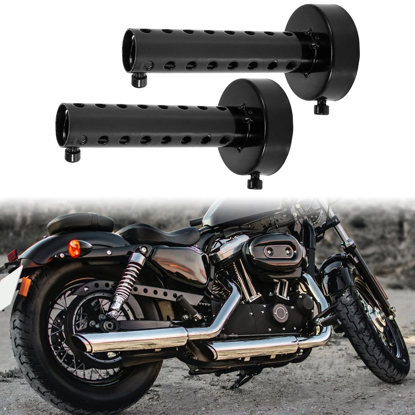 Exhaust Silencer Muffler Pipe / 2 x 60mm / for Universal Motorcycle