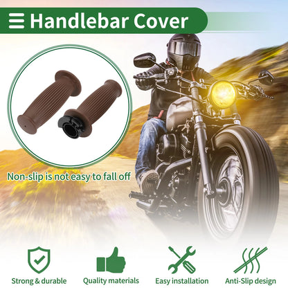 7/8" 22mm Hand Grips Cover TPU Brown for Motorcycle