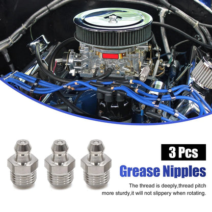 3 x M10 x 1 Stainless Steel Grease Nipple Fitting for Motorcycle Car