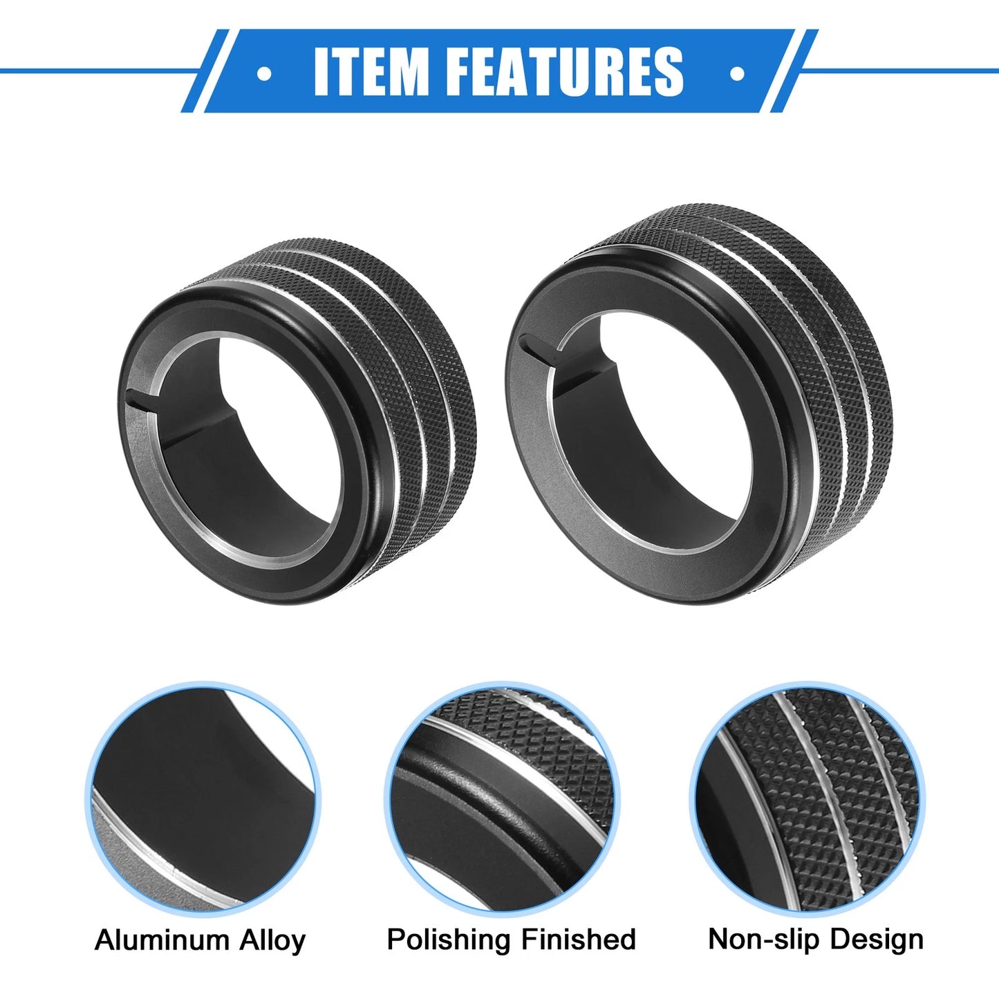3 x Car AC Switch Knob Ring Cover Trim for Toyota 4Runner (2010-2020) Black