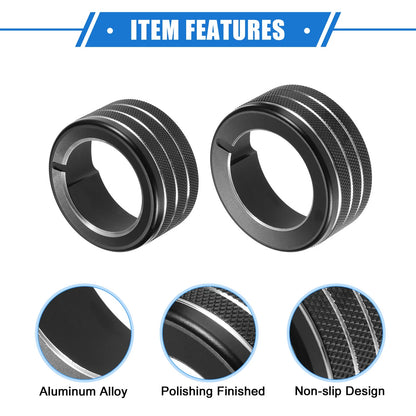 3 x Car AC Switch Knob Ring Cover Trim for Toyota 4Runner (2010-2020) Black
