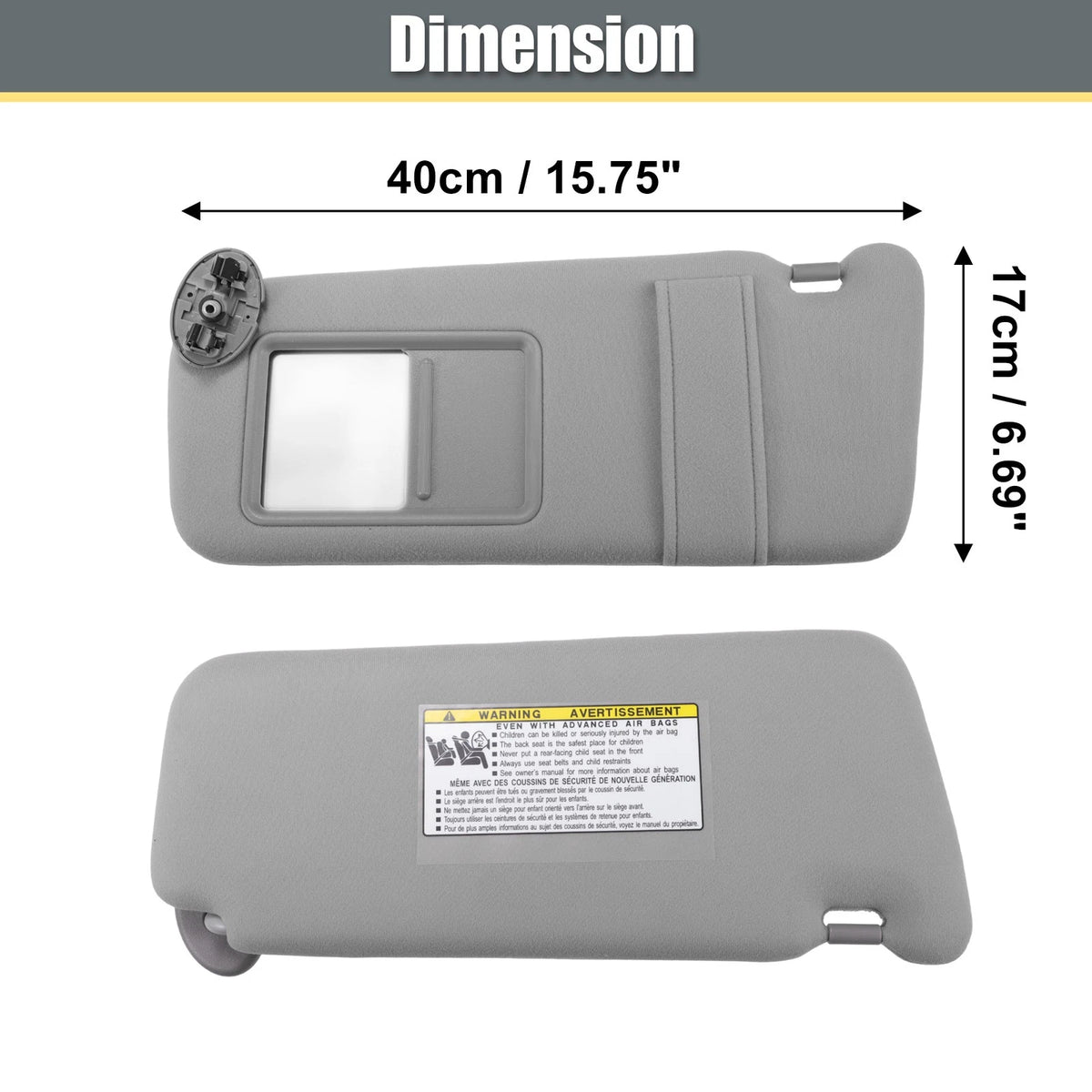 Sun Visor Pair for Toyota Camry (2007-2011) Left Right Side W/O Sunroof Light