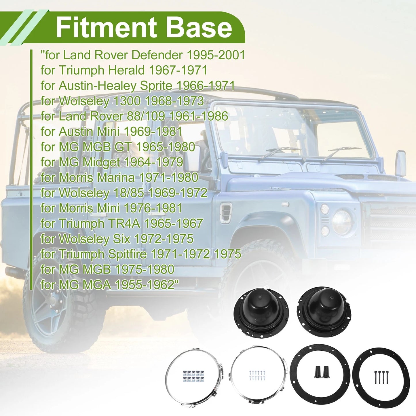 7" Headlight Buckets with Fixings for Classic Mini
