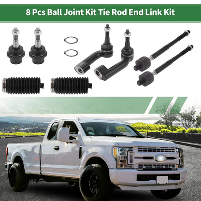 8pcs Front Suspension Kit Tie Rod Ends & Lower Ball Joints for Chevrolet Aveo (06-11)