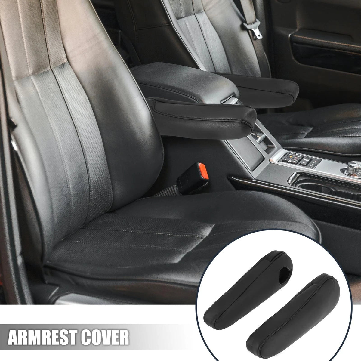 Car Front Seat Armrest Cover Replacement Black for Toyota Sienna (2011-2018)