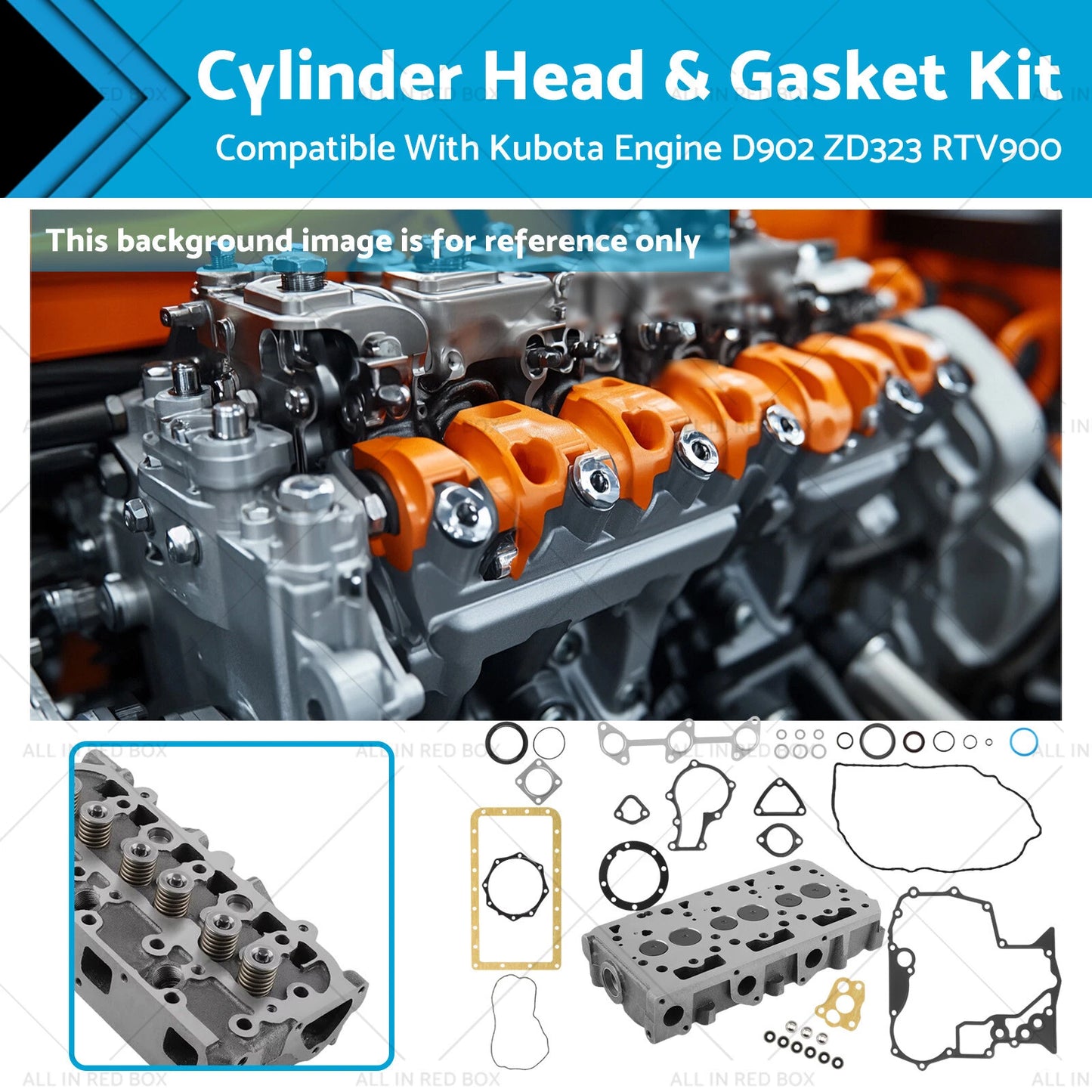 Cylinder Head & Gasket Kit for Kubota D902 ZD323 RTV900