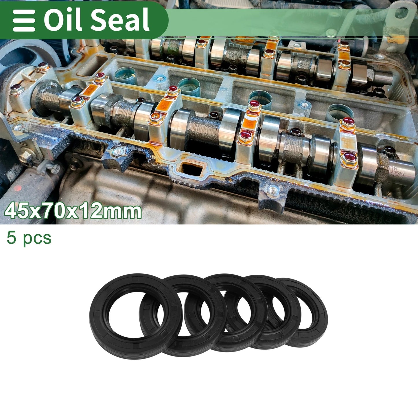 Oil Seal Rotary Shaft Seal NBR Rubber 45x70x12mm High Pressure Black