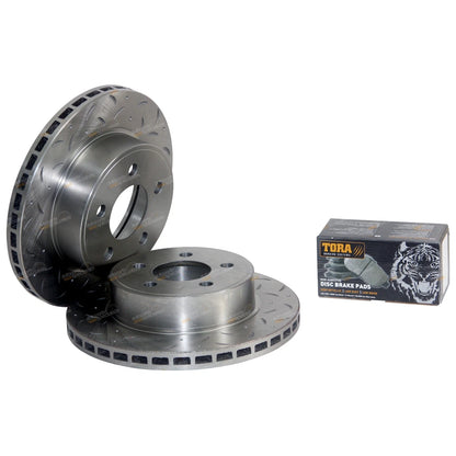 Front Disc Pads & Rotors Drilled Slotted for Falcon AU (1998-2000)
