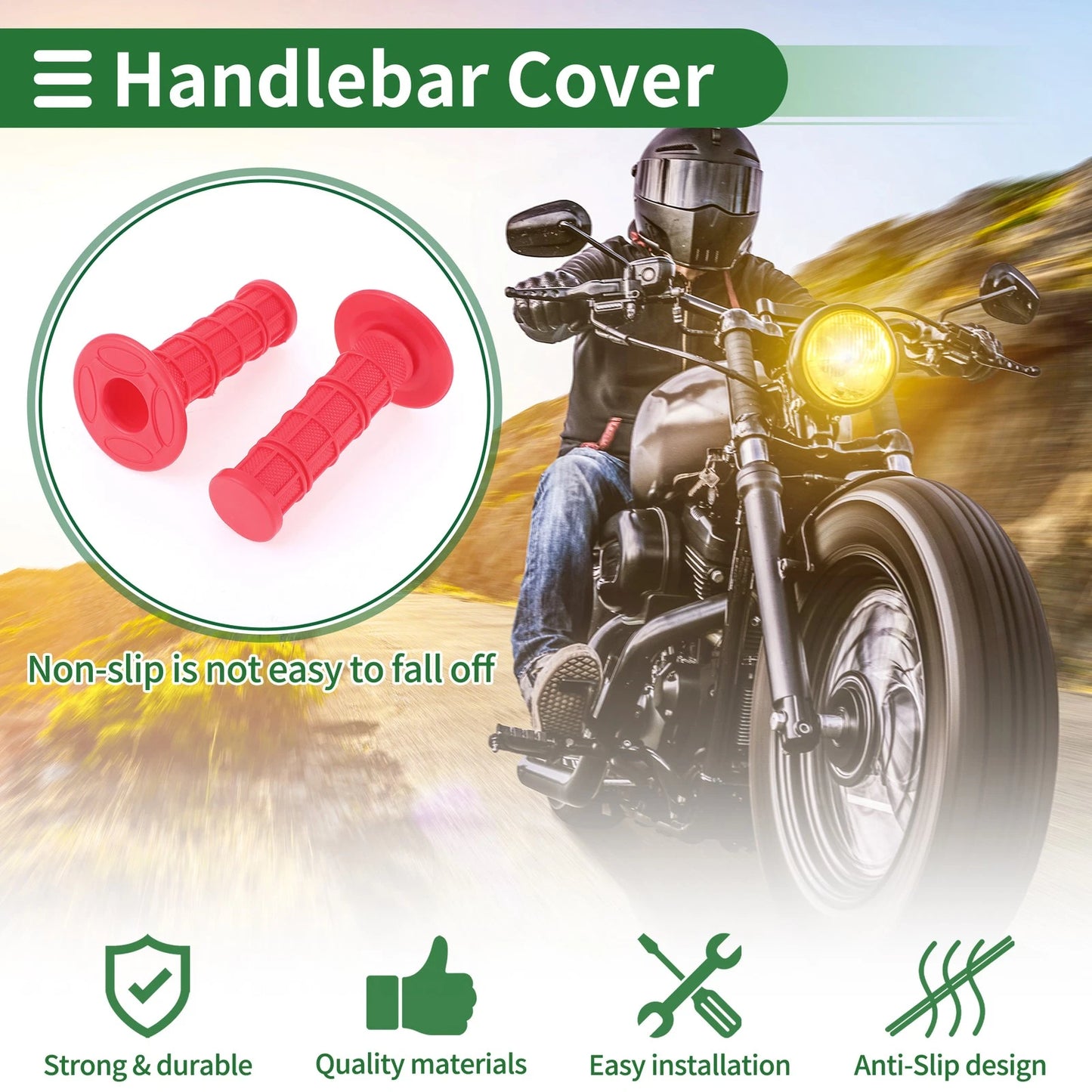7/8" 22mm Hand Grips Covers Rubber for Motorcycle