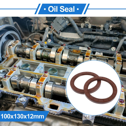Oil Seal 100x130x12mm 2 x Seal Ring Rotary Shaft FKM Rubber Brown