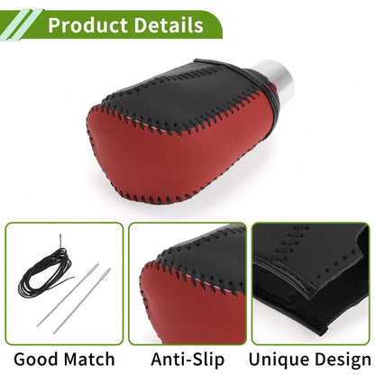 Red Black Faux Leather Gear Shift Knob Cover for Honda Civic (2016-2021)