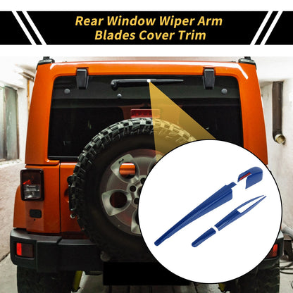 Rear Window Wiper Arm Blades Covers for Jeep Wrangler JL JLU (2018-2024) Blue