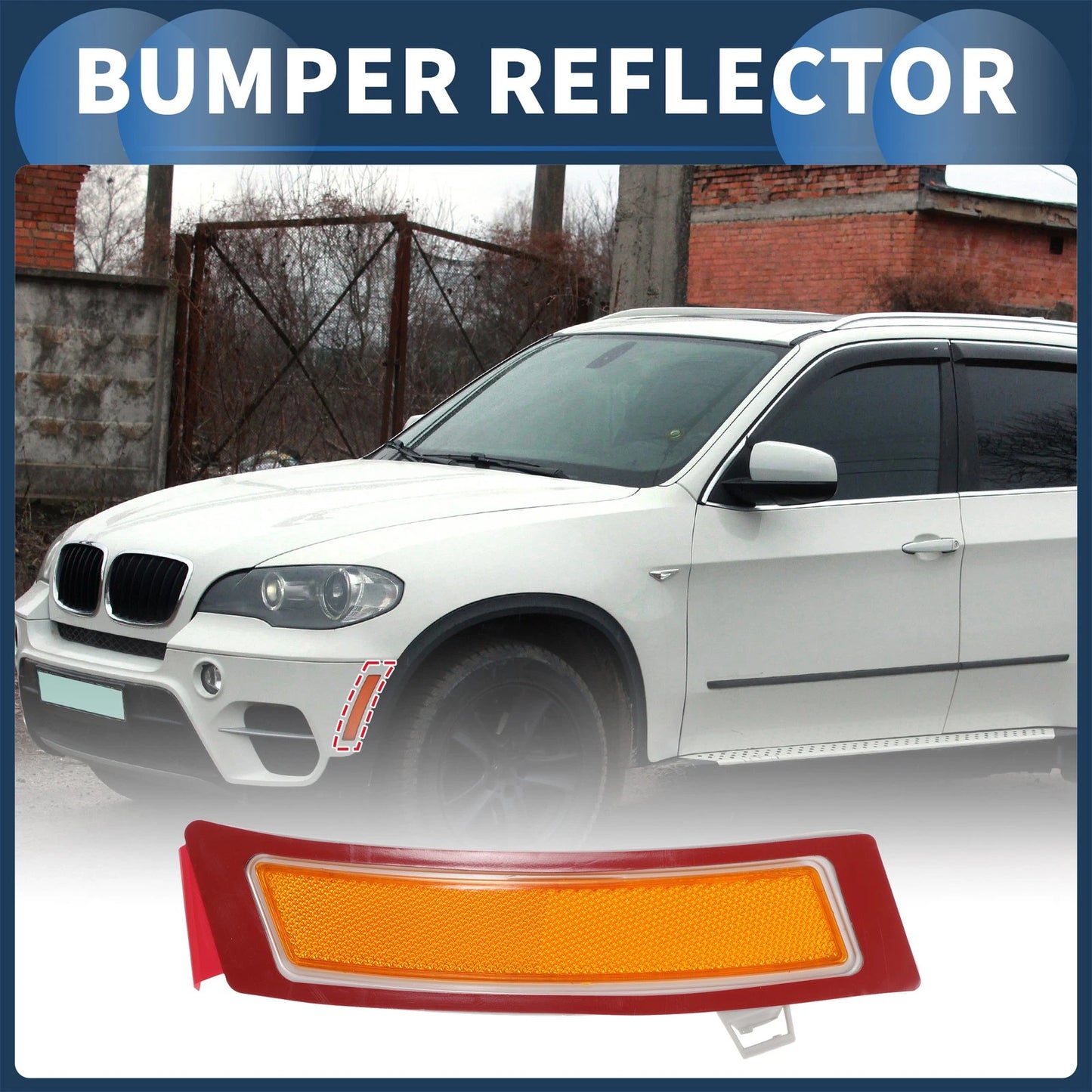 Bumper Reflector for BMW X5 (2011-2013) 1 x Red Yellow Front Left