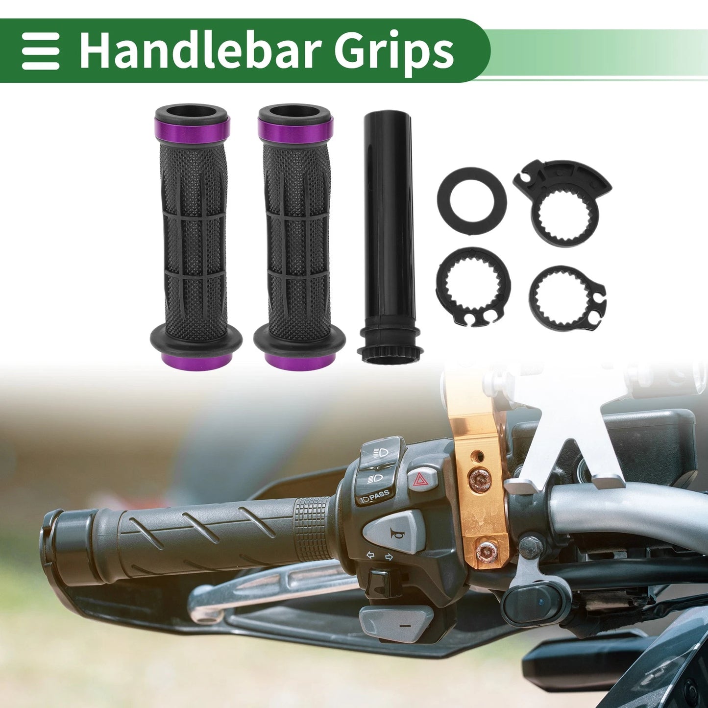Grips / 7/8" 22mm / Handlebar Grips Purple Line Pattern for Motorcycle