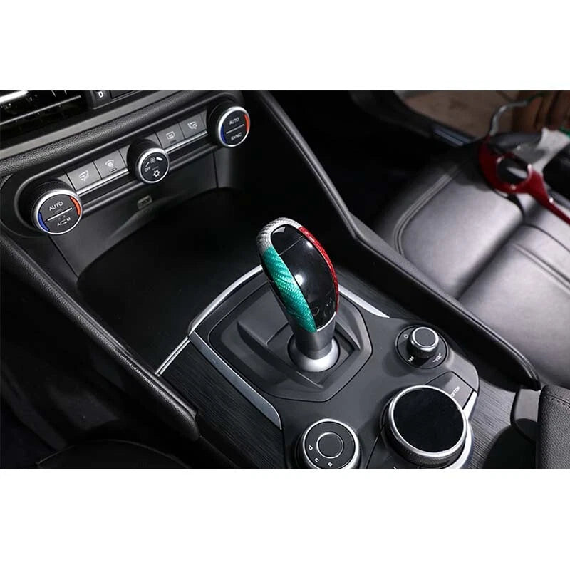 Carbon Fiber Gear Shift Knob Cover Shifter Trim Fits Alfa Romeo Giulia Stelvio
