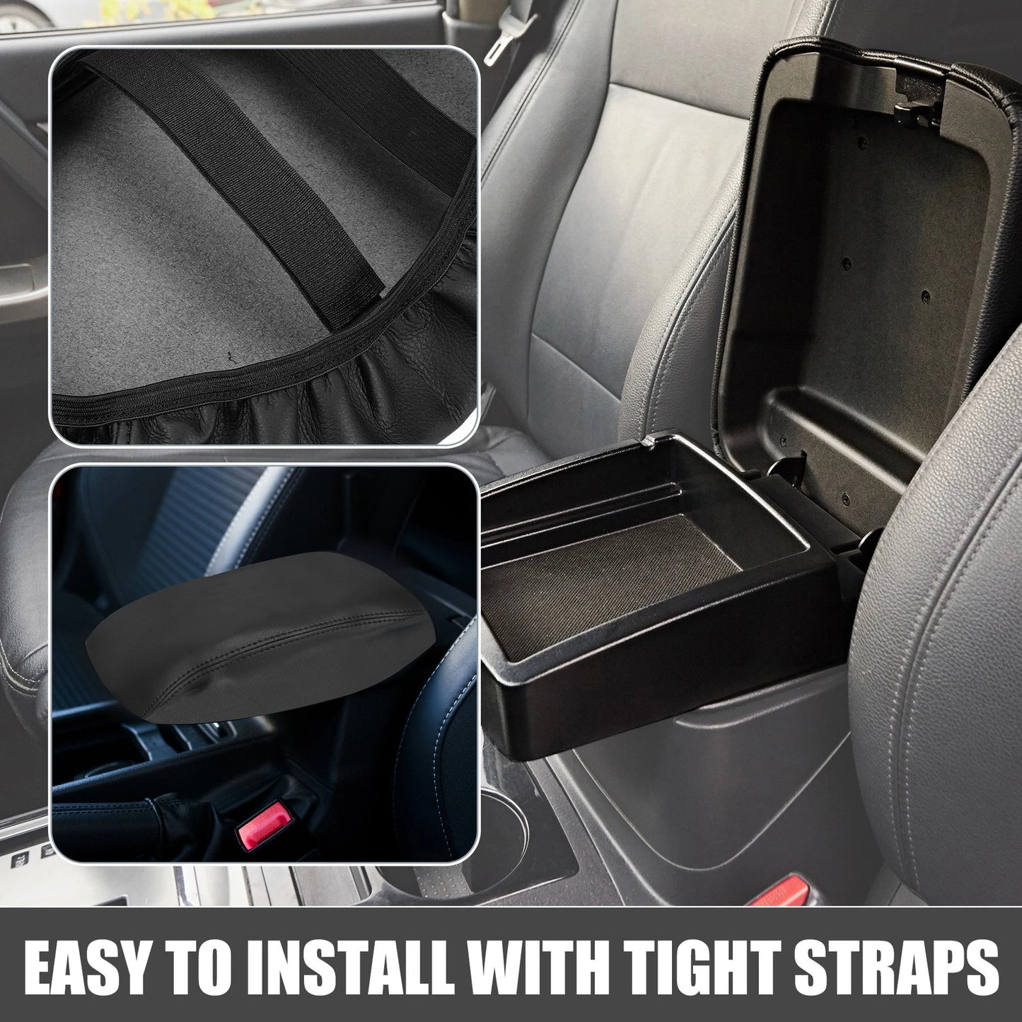 Armrest Cover Pad for Mitsubishi Outlander 2022-2023 Faux Leather Black