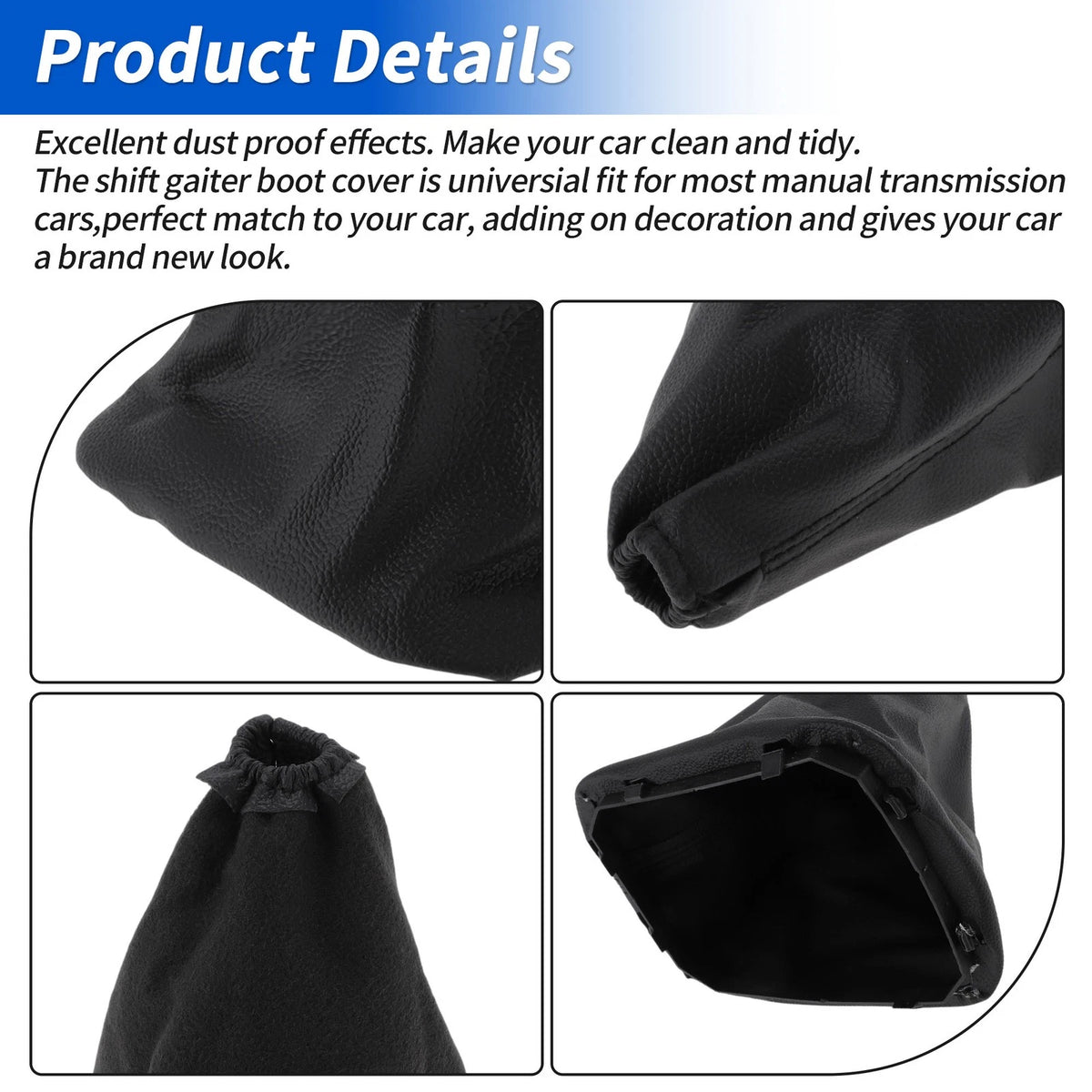 Gear Shift Stick Gaiter for Toyota Corolla (2007-2013) Faux Leather Black
