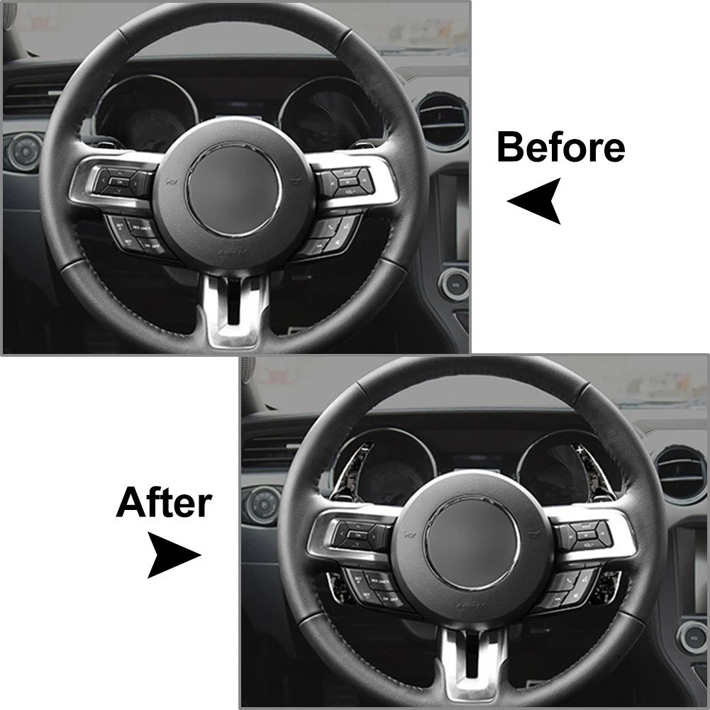 Steering Wheel Paddle Shifter Extensions for Ford Mustang (2015-2021) Carbon Fiber