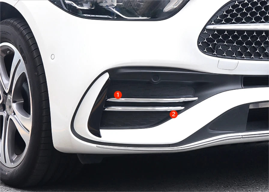 Chrome Front Fog Light Grilles Covers for 2022-2023 Benz C Class Sedan W206