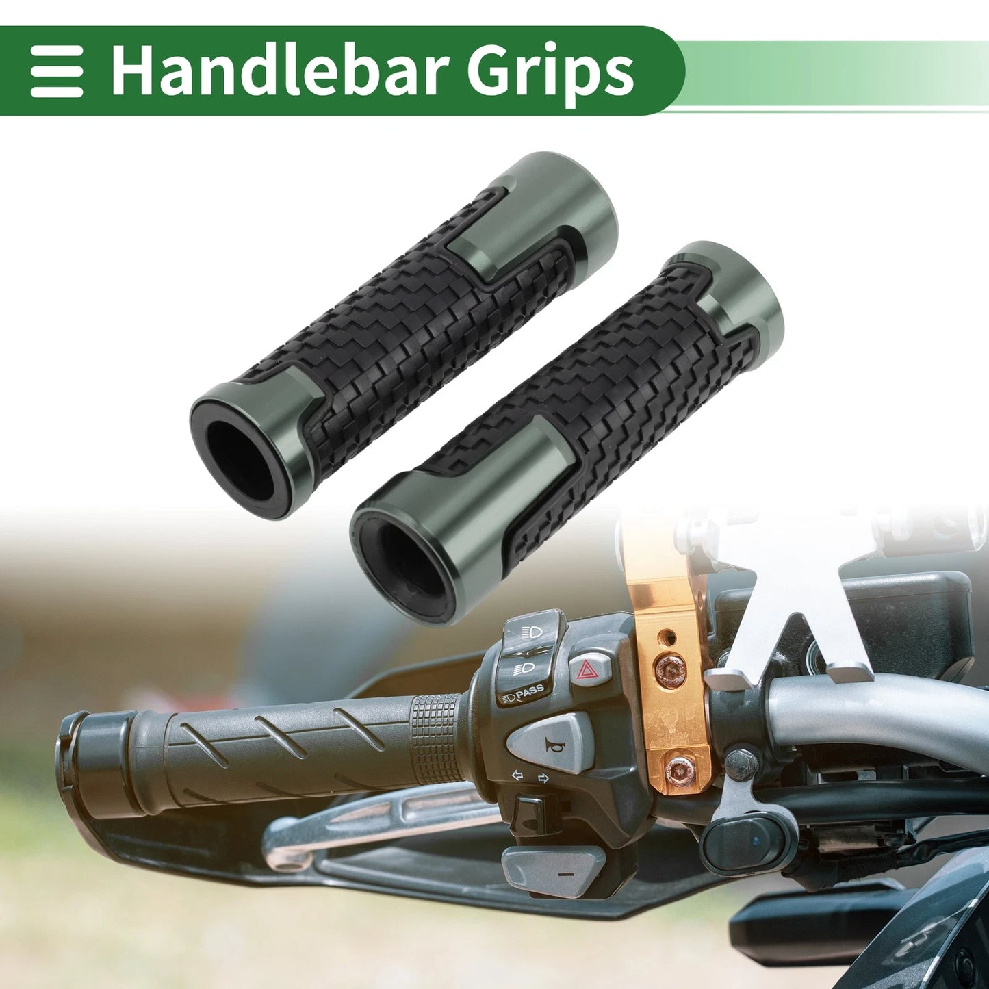 Grip Cover 0.87x0.94 Universal Motorcycle Hand Grips Non Slip Titanium Tone
