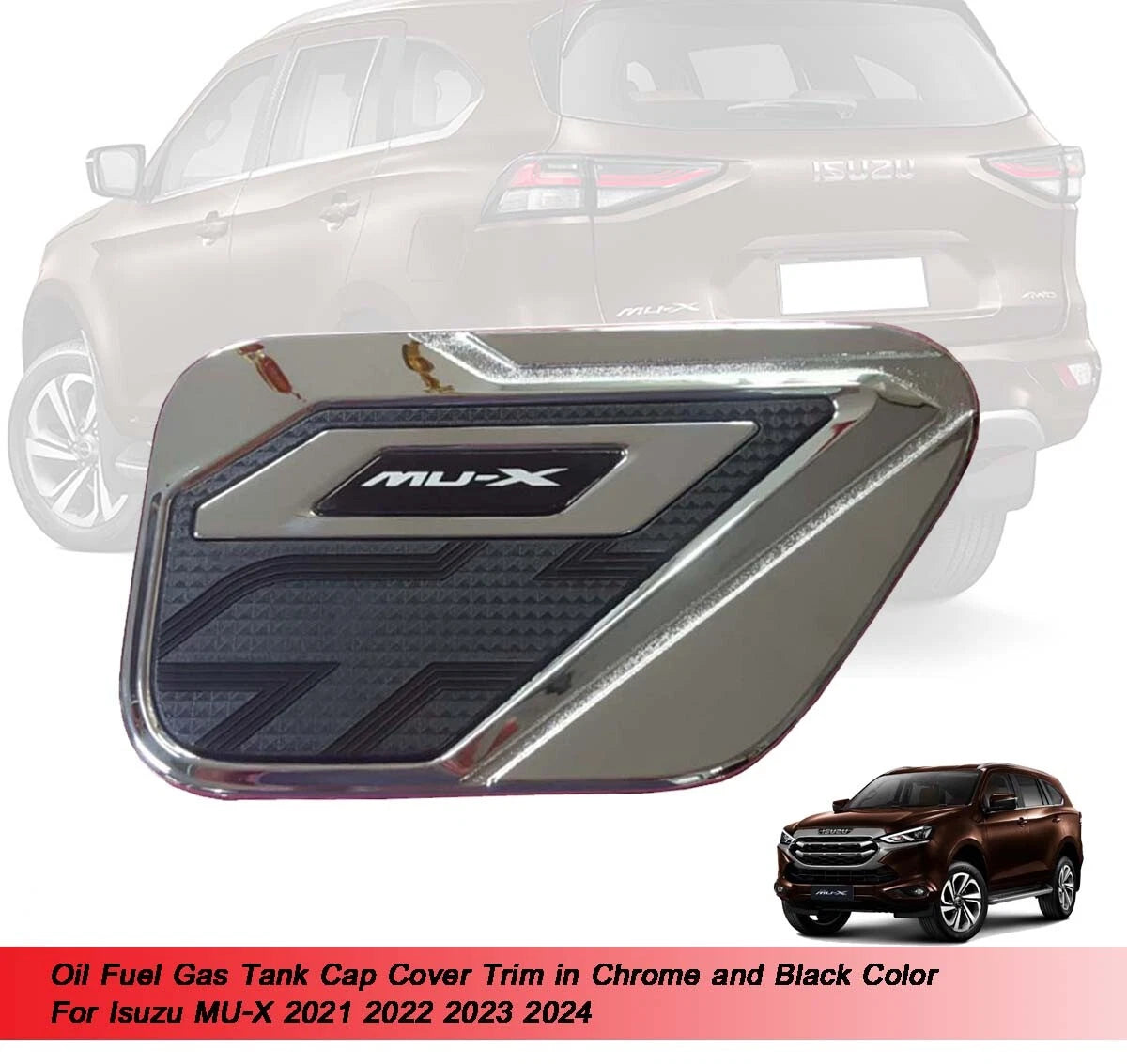 Chrome Oil Fuel Gas Tank Cap Cover for Isuzu MU-X (2021-2024)